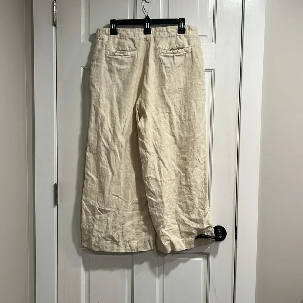 L’AGENCE Henderson High Rise Crop Wide Leg 100% Linen Pants in Oat Color Size 30 - Picture 6 of 11